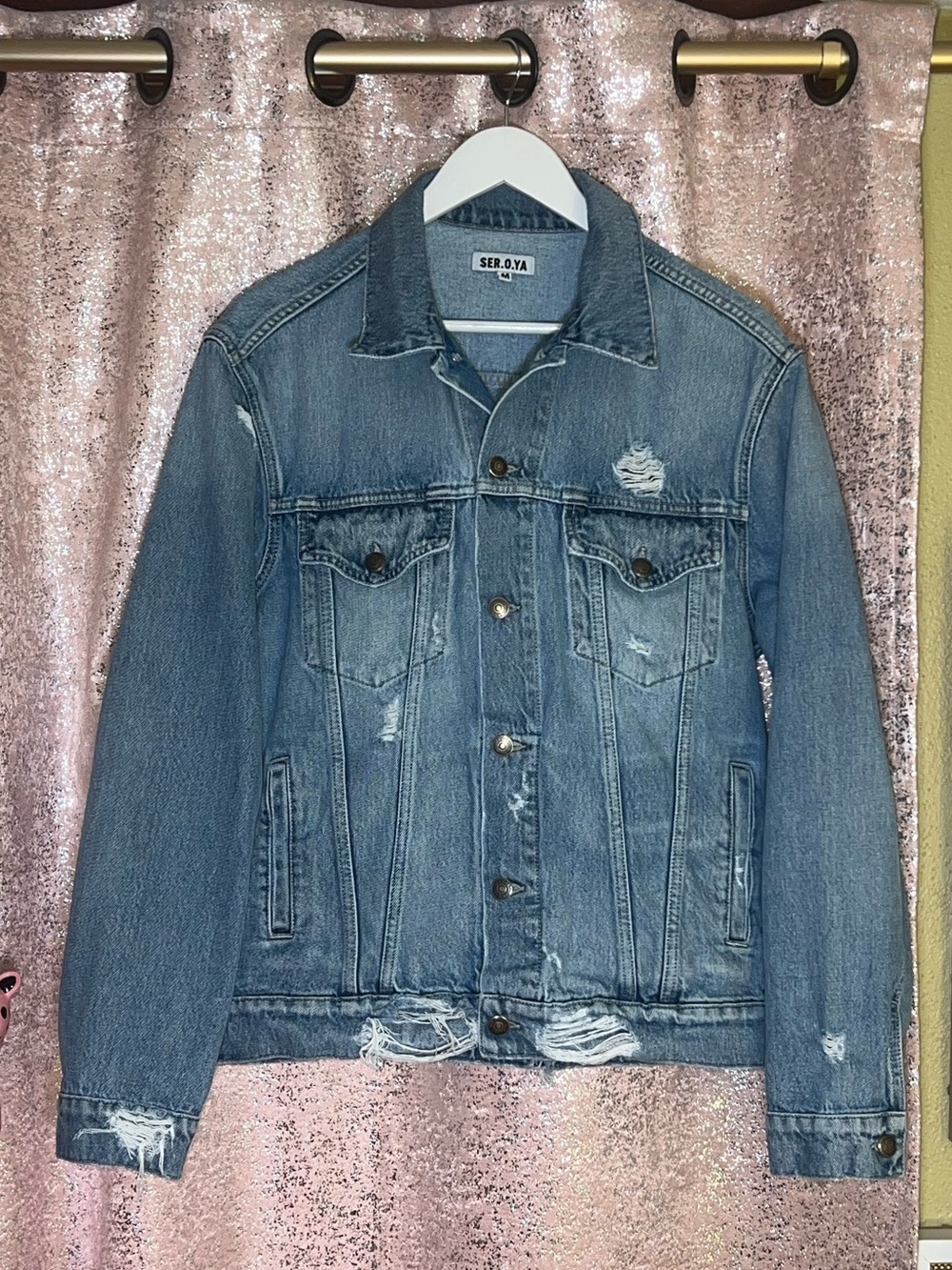 SER.O.YA Light Blue Distressed Denim Jacket